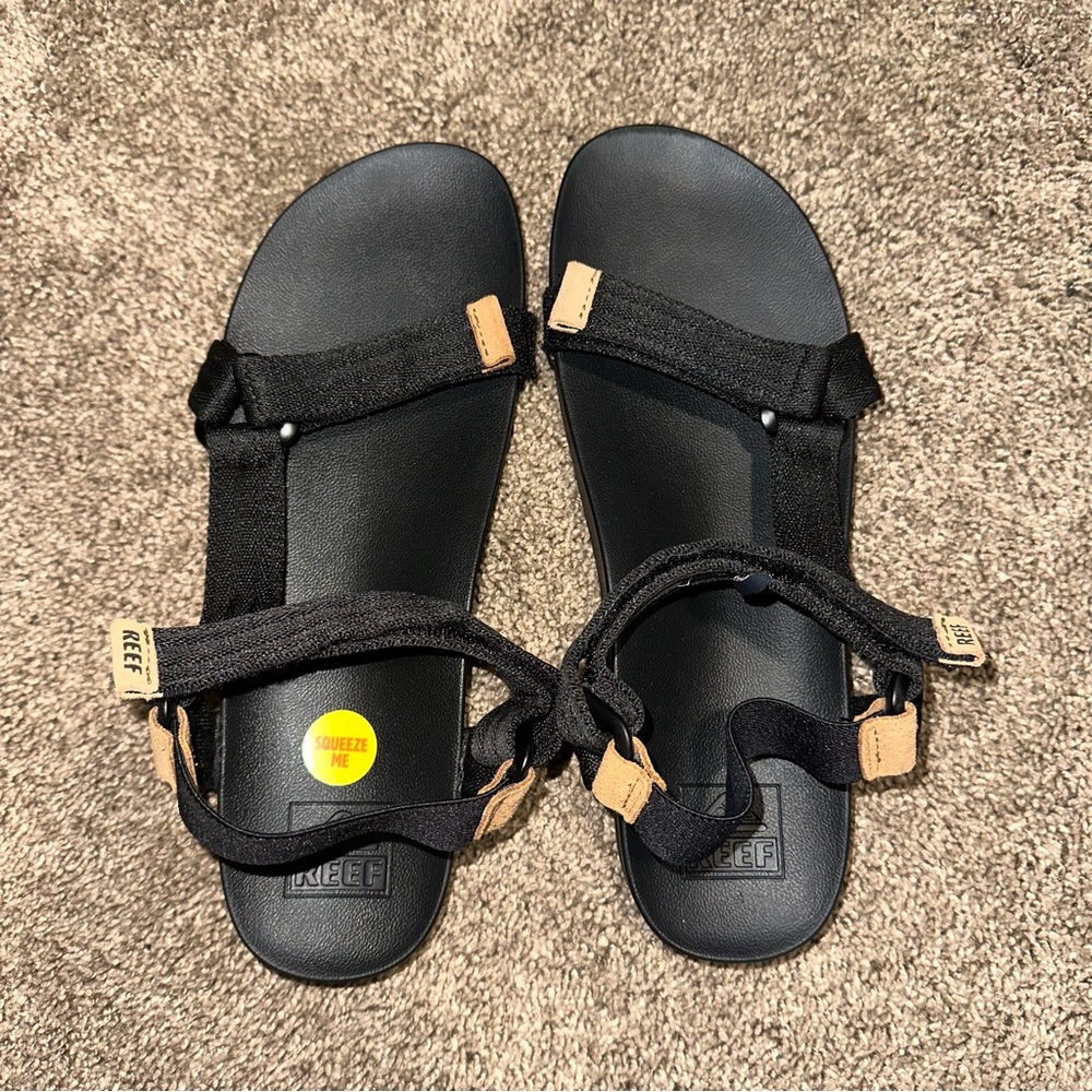 Reed Black Sandals with Tan Accents